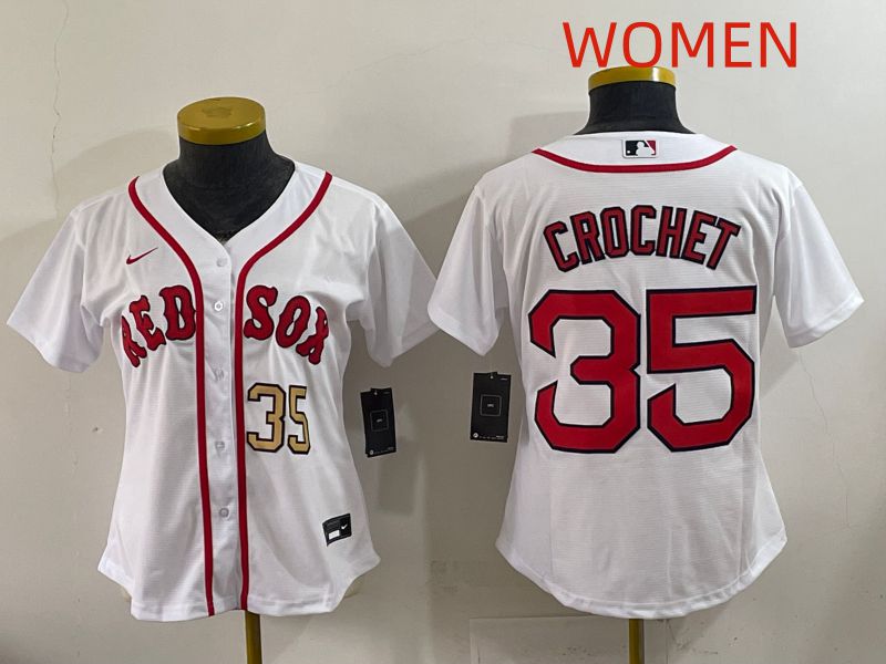 Women 2025 Boston Red Sox #35 Crochet White Game Nike MLB Jersey style 2